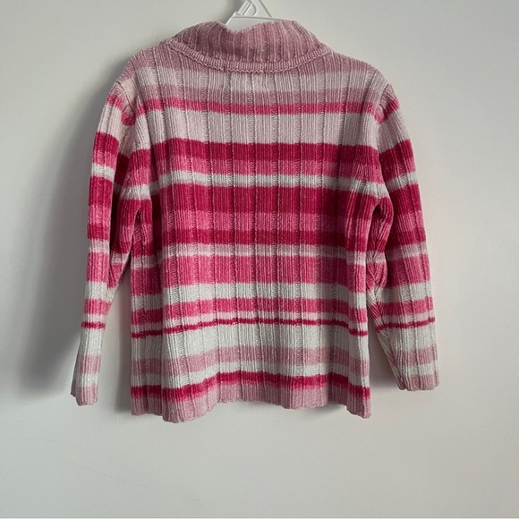 Vintage Covington Kids Chenille Striped Pink Mock Turtle Neck Sweater-Size 3T - Picture 5 of 6